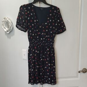 Madewell Blue Puff Sleeve V-Neck Sundress